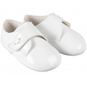 Baby Boys White Patent Button Pram Shoes 'Baypods'